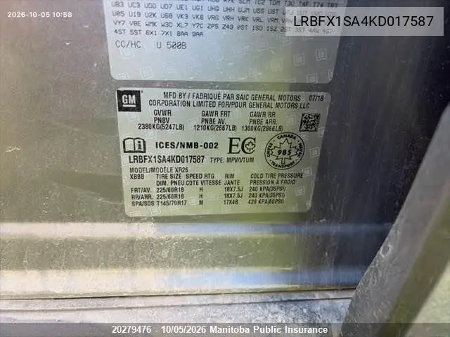 2019 BUICK ENVISION VIN LRBFX1SA4KD017587 — фото 9