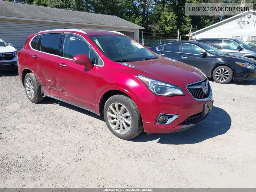 BUICK ENVISION 2019, VIN LRBFX2SA0KD024588