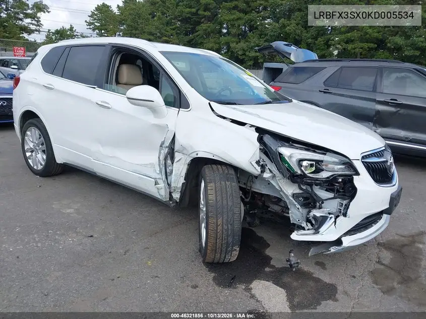 BUICK ENVISION 2019, VIN LRBFX3SX0KD005534