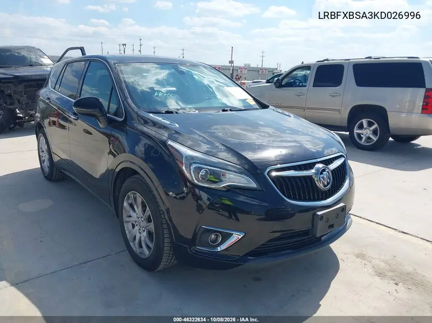 BUICK ENVISION 2019, VIN LRBFXBSA3KD026996