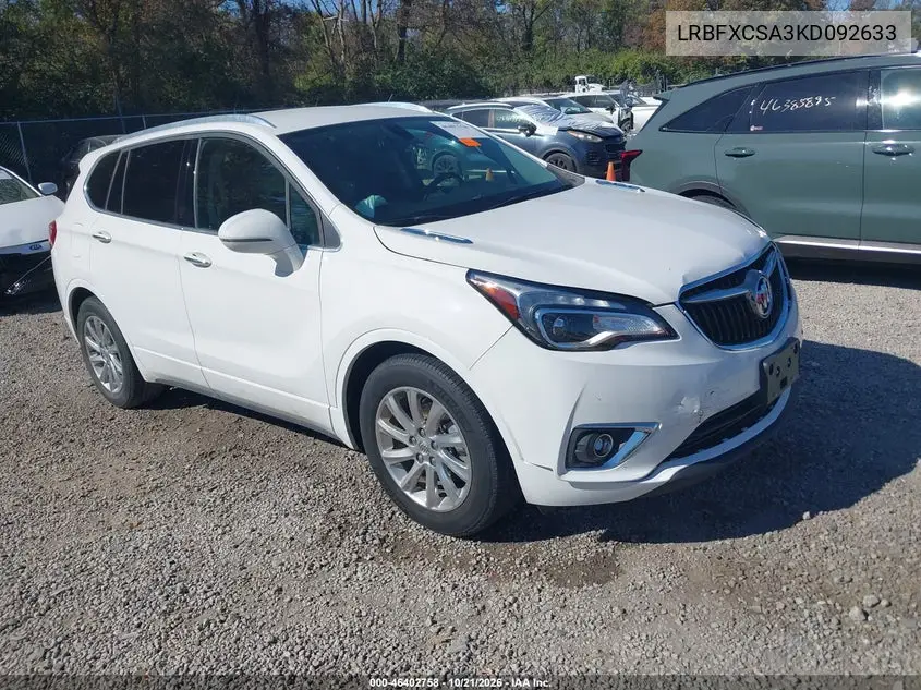 BUICK ENVISION 2019, VIN LRBFXCSA3KD092633