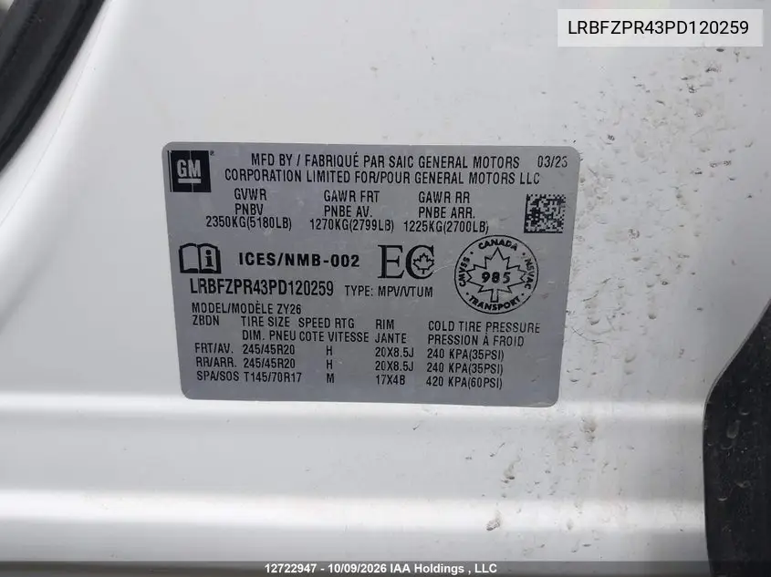 2023 BUICK ENVISION VIN LRBFZPR43PD120259 — фото 9