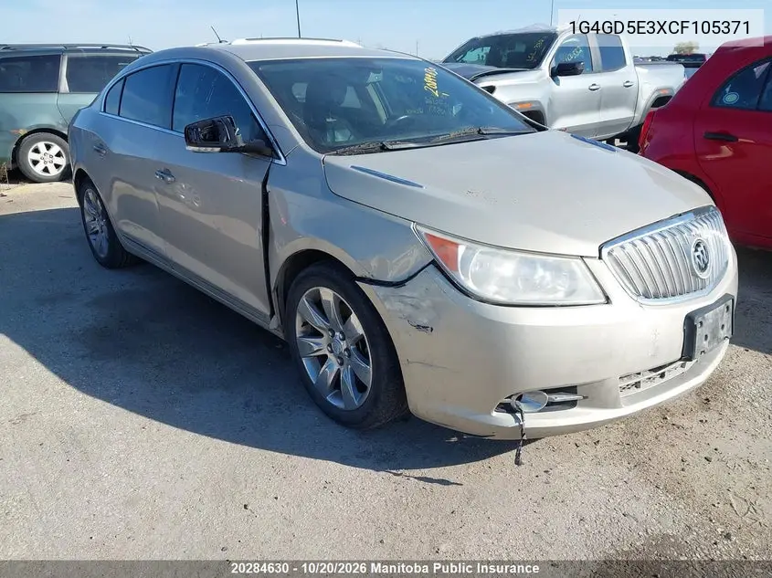 BUICK LACROSSE 2012, VIN 1G4GD5E3XCF105371