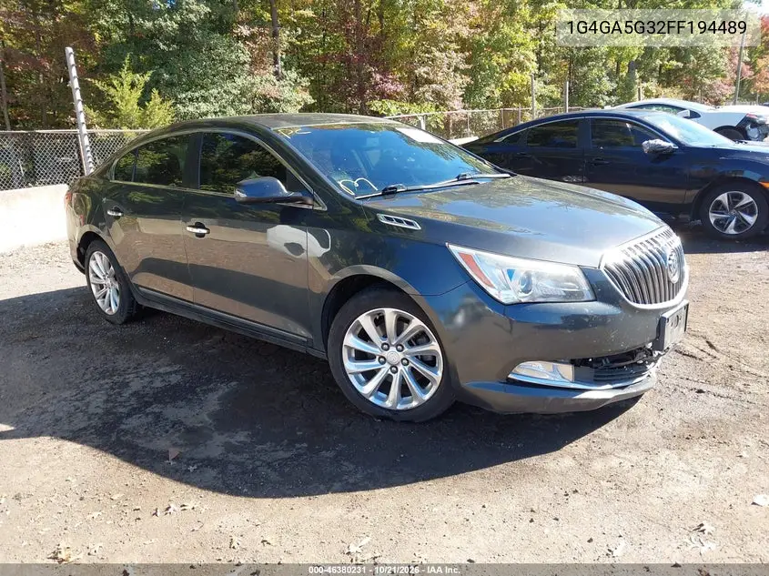 BUICK LACROSSE 2015, VIN 1G4GA5G32FF194489