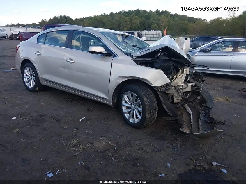 BUICK LACROSSE 2016, VIN 1G4GA5G3XGF149639