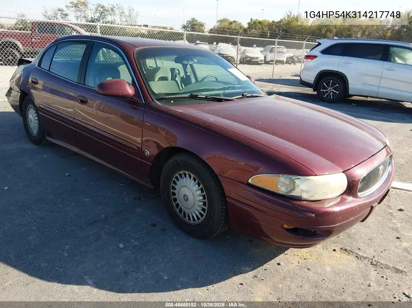 BUICK LESABRE 2001, VIN 1G4HP54K314217748