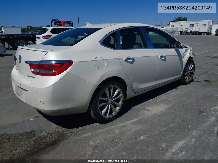2012 BUICK VERANO VIN 1G4PR5SK2C4209149 — фото 4