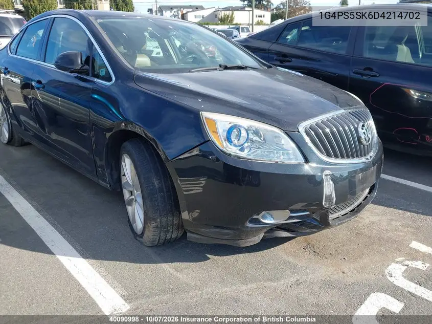 BUICK VERANO 2013, VIN 1G4PS5SK6D4214702