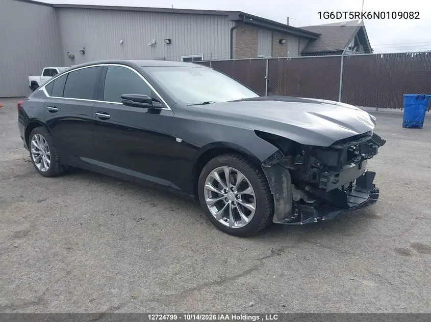 CADILLAC CT5 2022, VIN 1G6DT5RK6N0109082