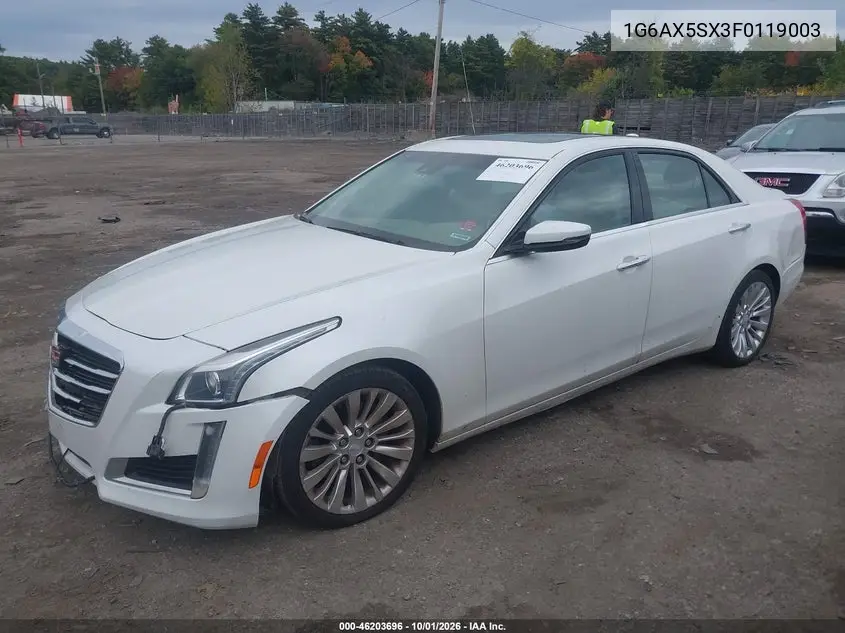 2015 CADILLAC CTS VIN 1G6AX5SX3F0119003 — фото 2