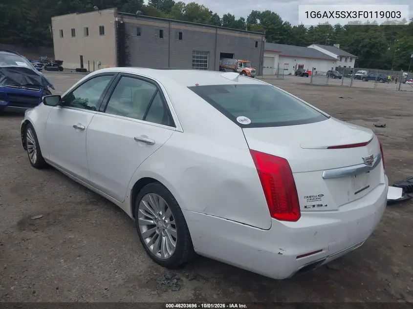 2015 CADILLAC CTS VIN 1G6AX5SX3F0119003 — фото 3