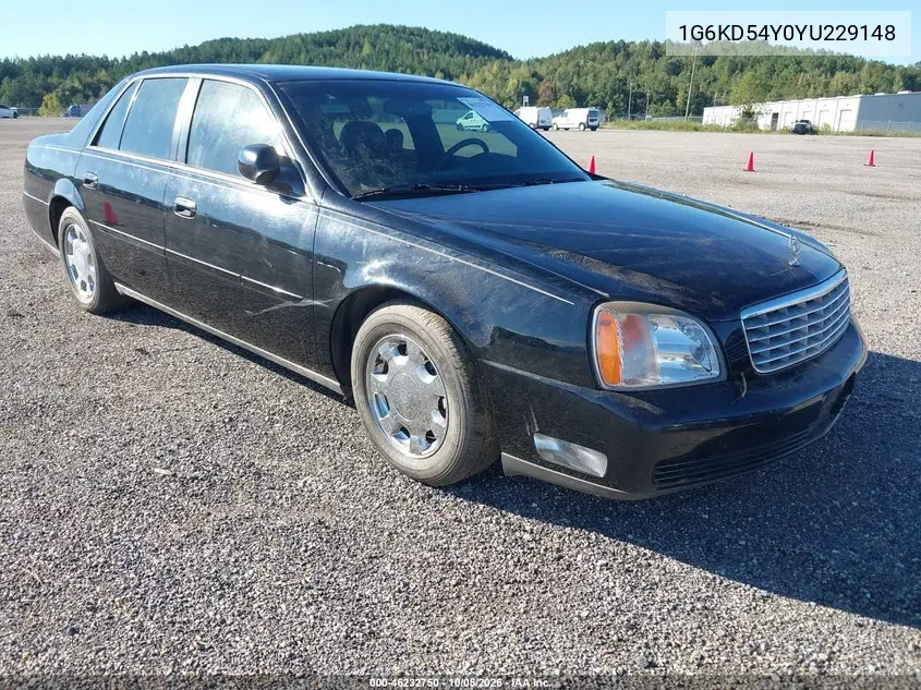 CADILLAC DE VILLE 2000, VIN 1G6KD54Y0YU229148