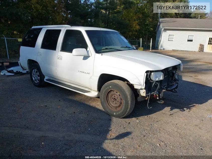 CADILLAC ESCALADE 2000, VIN 1GYEK63R1YR172522