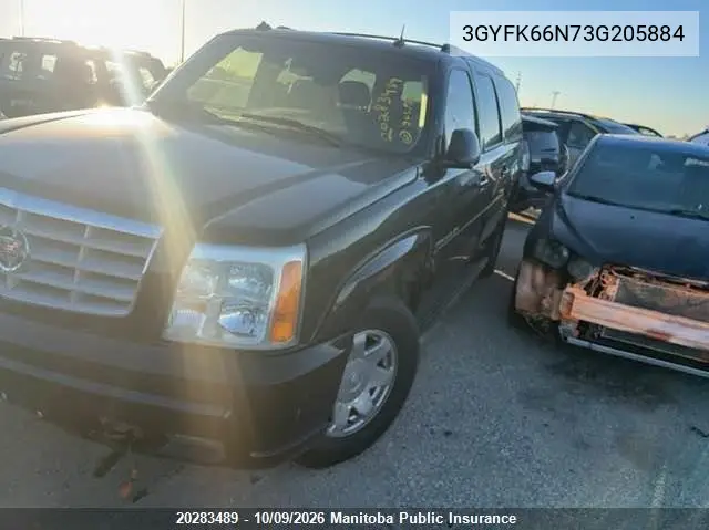 CADILLAC ESCALADE 2003, VIN 3GYFK66N73G205884