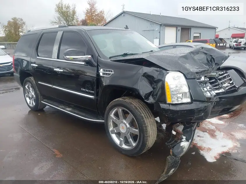 CADILLAC ESCALADE 2012, VIN 1GYS4BEF1CR316233