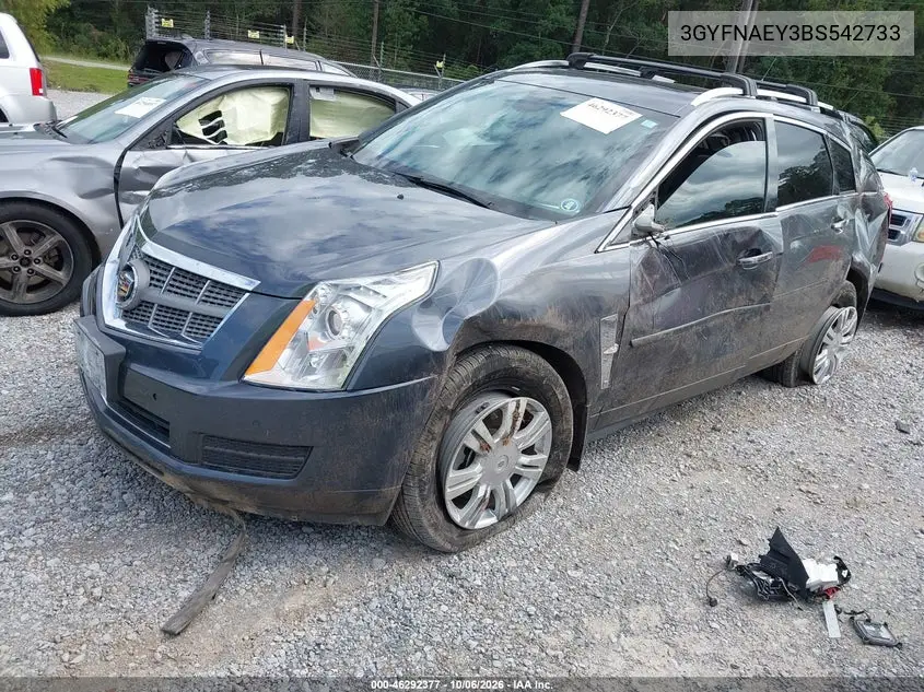 2011 CADILLAC SRX VIN 3GYFNAEY3BS542733 — фото 2