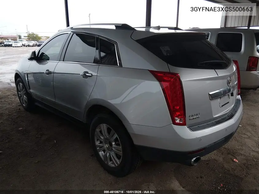 CADILLAC SRX 2012, VIN 3GYFNAE3XCS500663