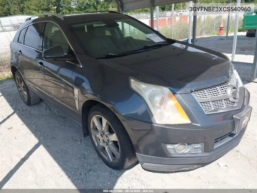CADILLAC SRX 2012, VIN 3GYFNBE3XCS540960