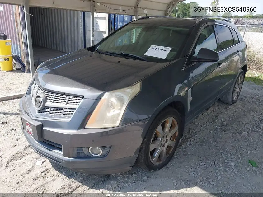 2012 CADILLAC SRX VIN 3GYFNBE3XCS540960 — фото 2