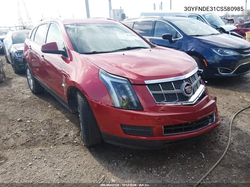 CADILLAC SRX 2012, VIN 3GYFNDE31CS580985