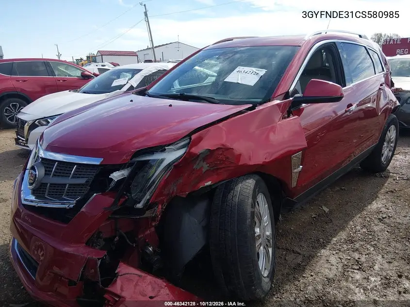 2012 CADILLAC SRX VIN 3GYFNDE31CS580985 — фото 2