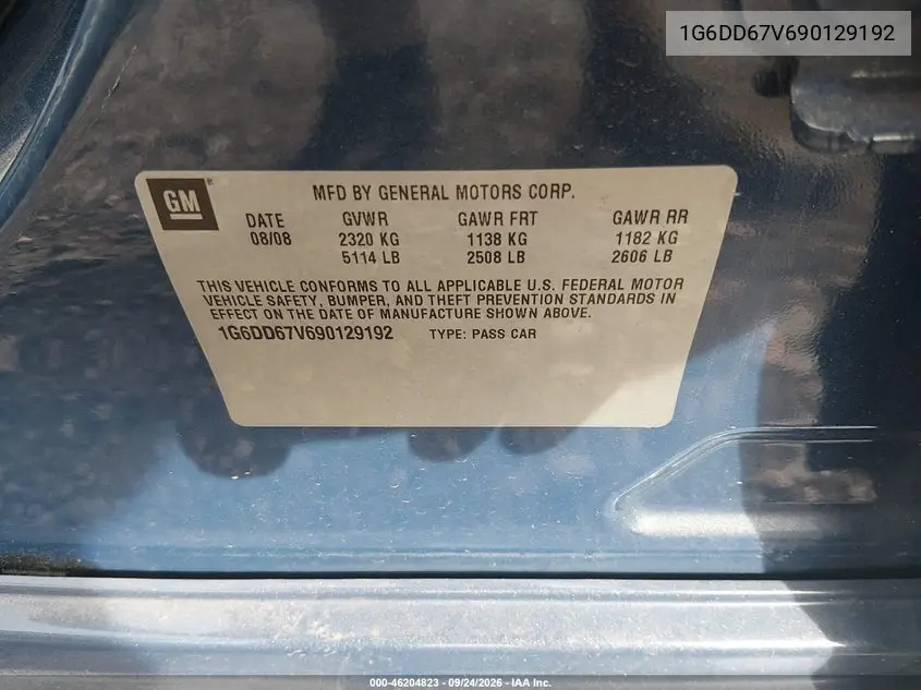 2009 CADILLAC STS VIN 1G6DD67V690129192 — фото 9