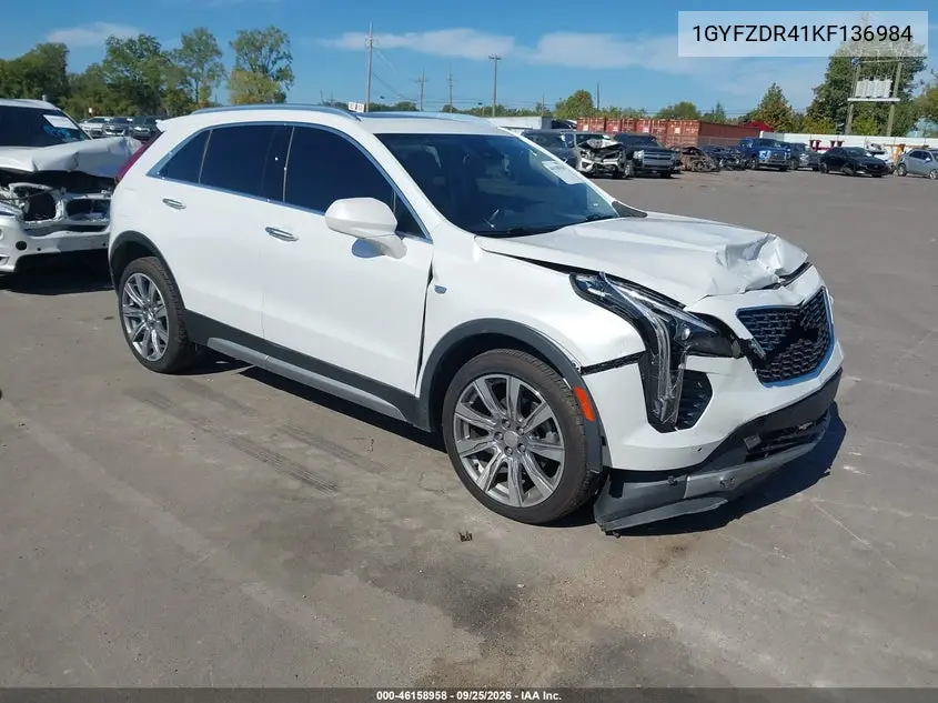 CADILLAC XT4 2019, VIN 1GYFZDR41KF136984