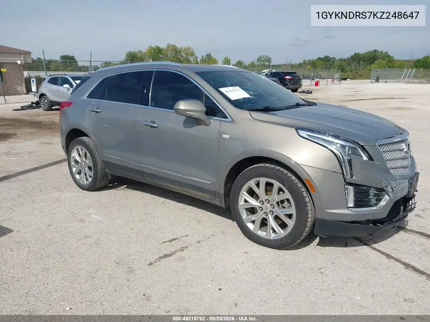 CADILLAC XT5 2019, VIN 1GYKNDRS7KZ248647