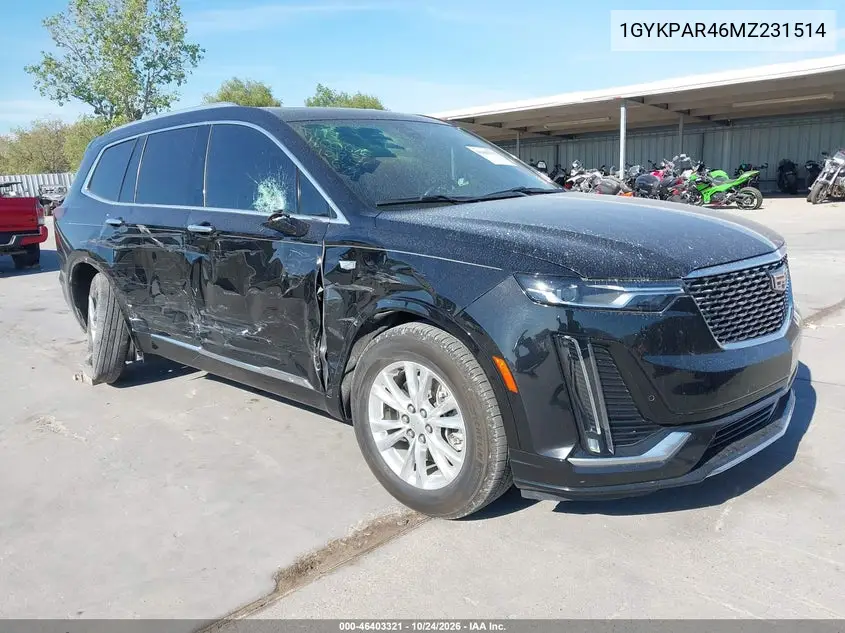 CADILLAC XT6 2021, VIN 1GYKPAR46MZ231514