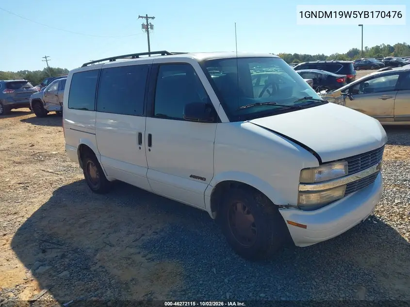 CHEVROLET ASTRO 2000, VIN 1GNDM19W5YB170476