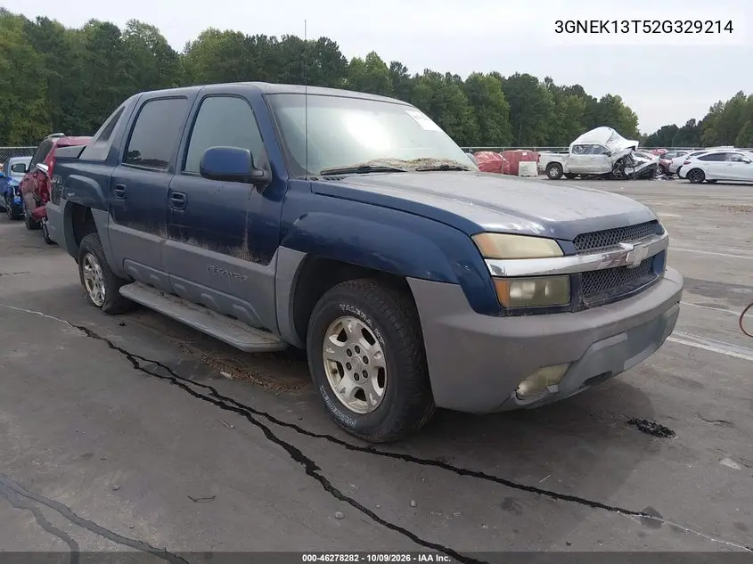 CHEVROLET AVALANCHE 2002, VIN 3GNEK13T52G329214