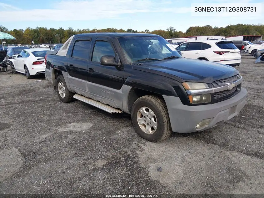 CHEVROLET AVALANCHE 2002, VIN 3GNEC13T12G308731