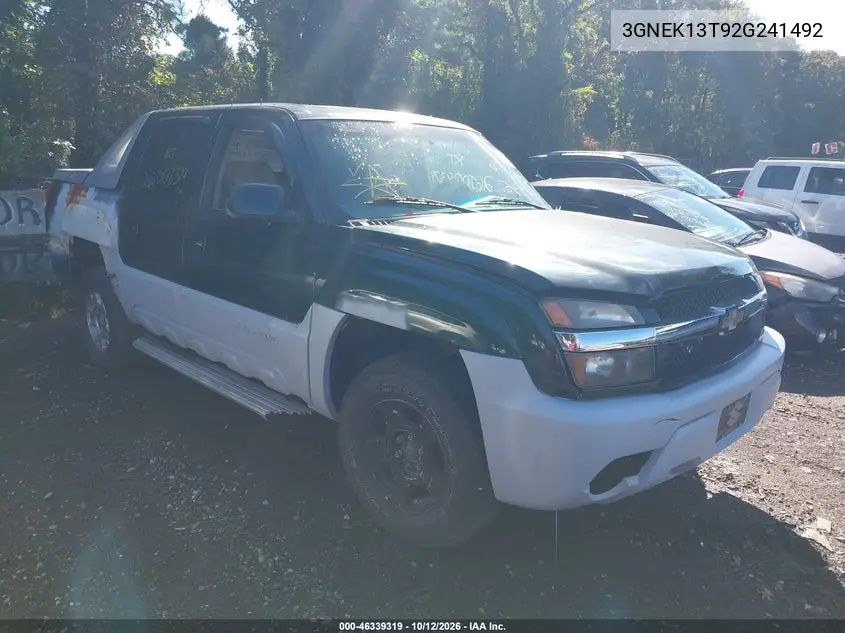 CHEVROLET AVALANCHE 2002, VIN 3GNEK13T92G241492