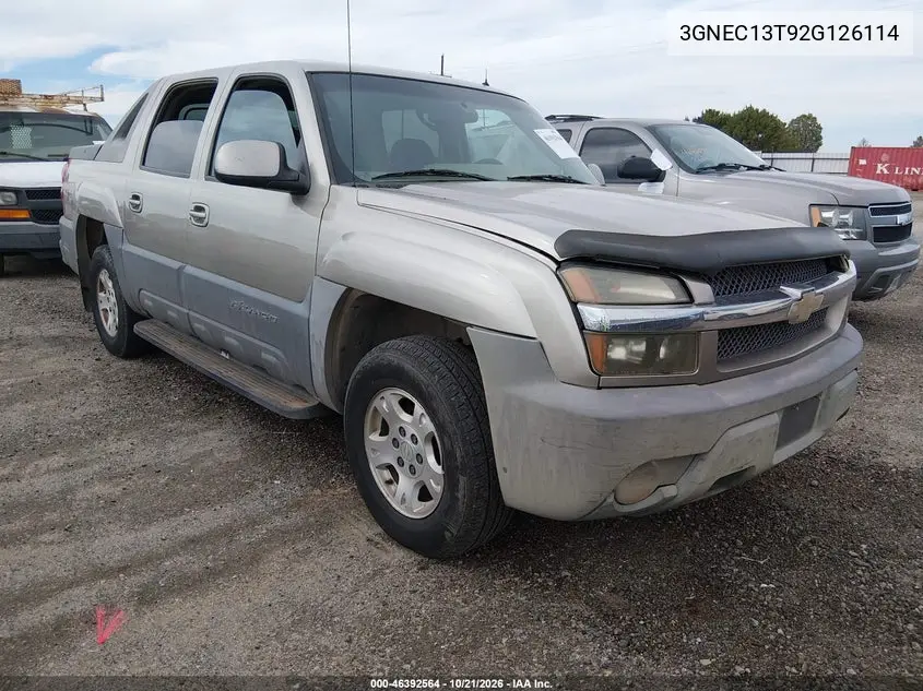 CHEVROLET AVALANCHE 2002, VIN 3GNEC13T92G126114