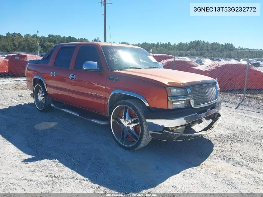 CHEVROLET AVALANCHE 2003, VIN 3GNEC13T53G232772