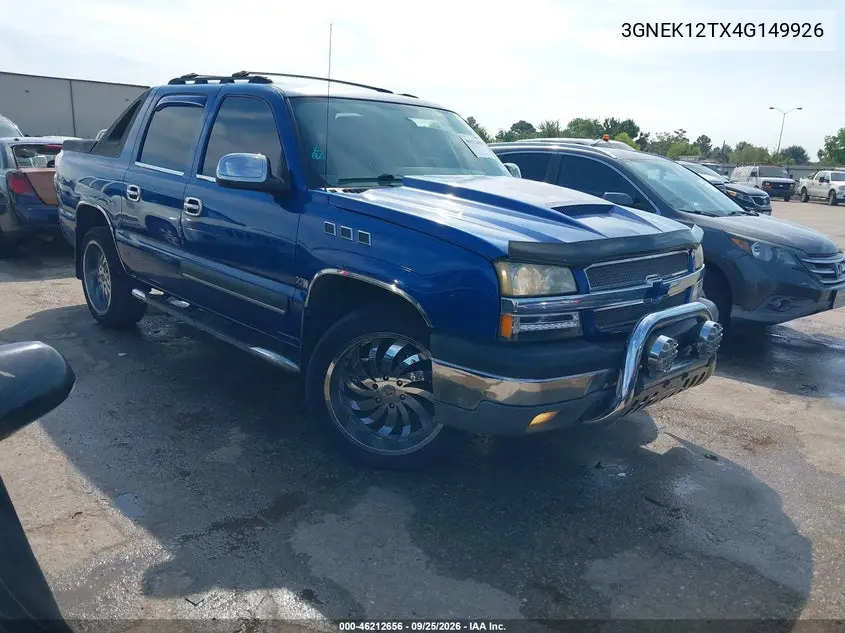 CHEVROLET AVALANCHE 2004, VIN 3GNEK12TX4G149926