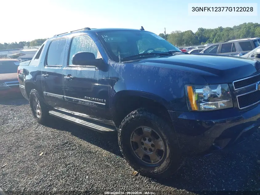 CHEVROLET AVALANCHE 2007, VIN 3GNFK12377G122028