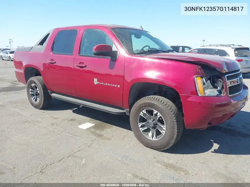 CHEVROLET AVALANCHE 2007, VIN 3GNFK12357G114817