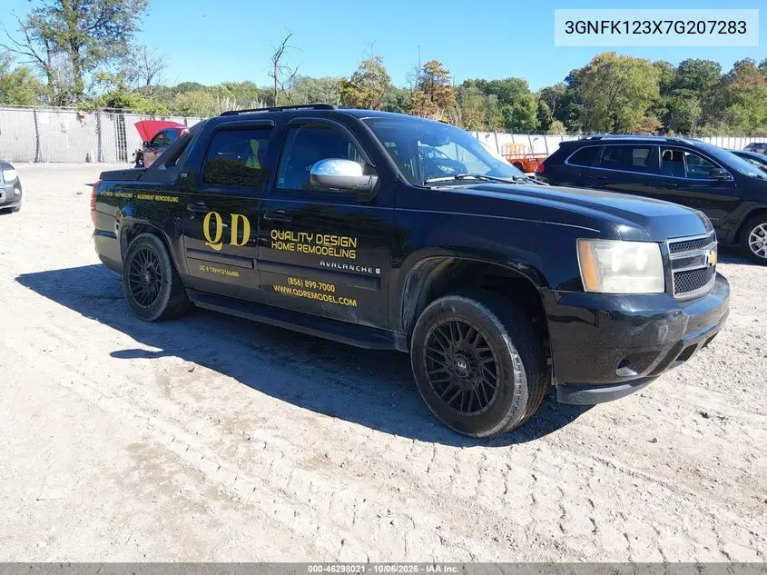 CHEVROLET AVALANCHE 2007, VIN 3GNFK123X7G207283