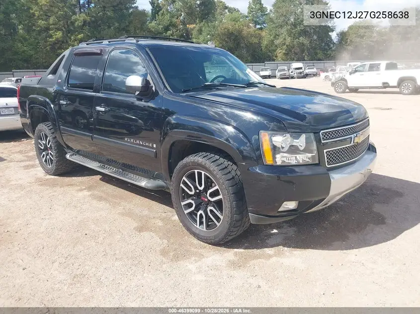 CHEVROLET AVALANCHE 2007, VIN 3GNEC12J27G258638
