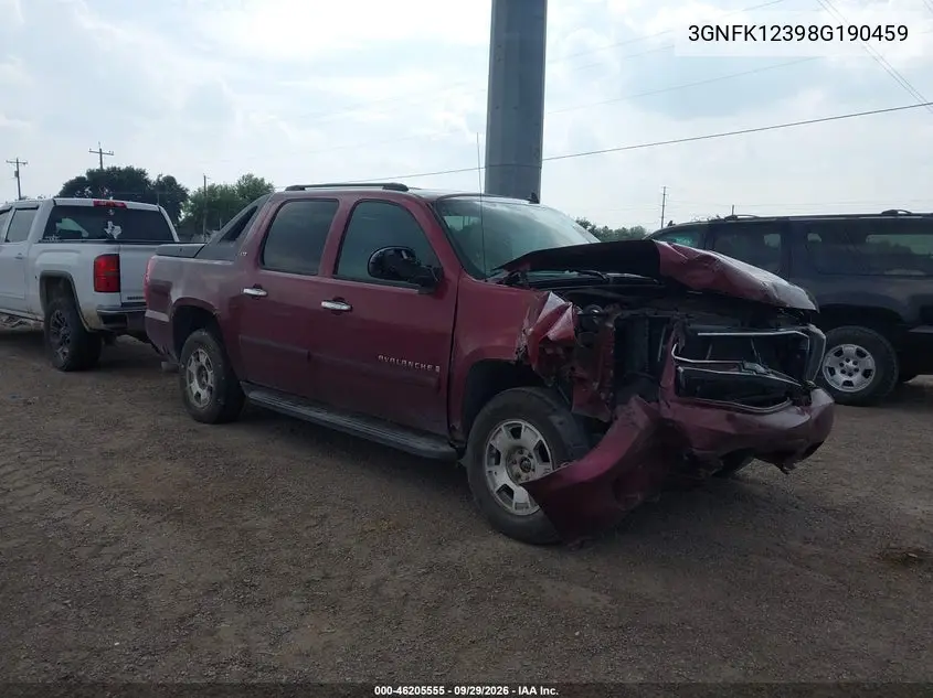 CHEVROLET AVALANCHE 2008, VIN 3GNFK12398G190459