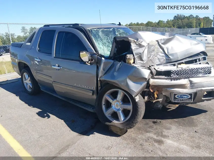 CHEVROLET AVALANCHE 2012, VIN 3GNTKFE75CG196668