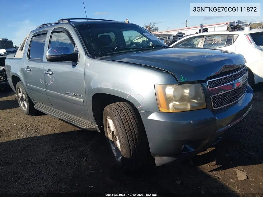 CHEVROLET AVALANCHE 2012, VIN 3GNTKGE70CG111872