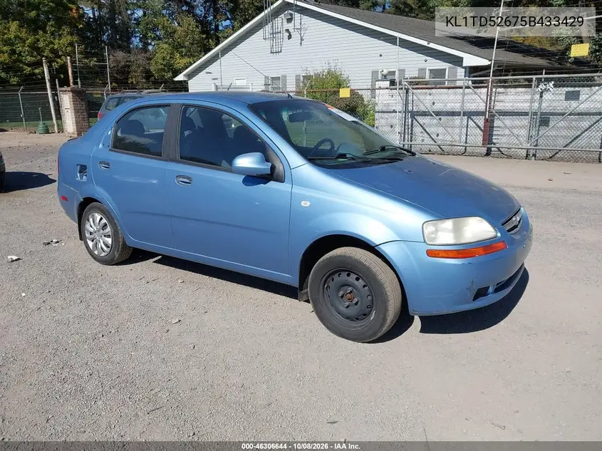 CHEVROLET AVEO 2005, VIN KL1TD52675B433429