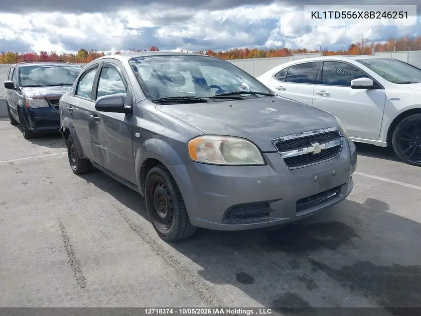 CHEVROLET AVEO 2008, VIN KL1TD556X8B246251