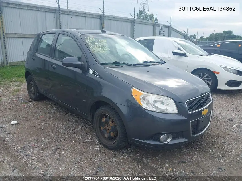 CHEVROLET AVEO 2010, VIN 3G1TC6DE6AL134862