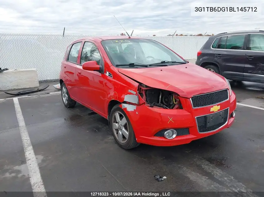 CHEVROLET AVEO 2011, VIN 3G1TB6DG1BL145712