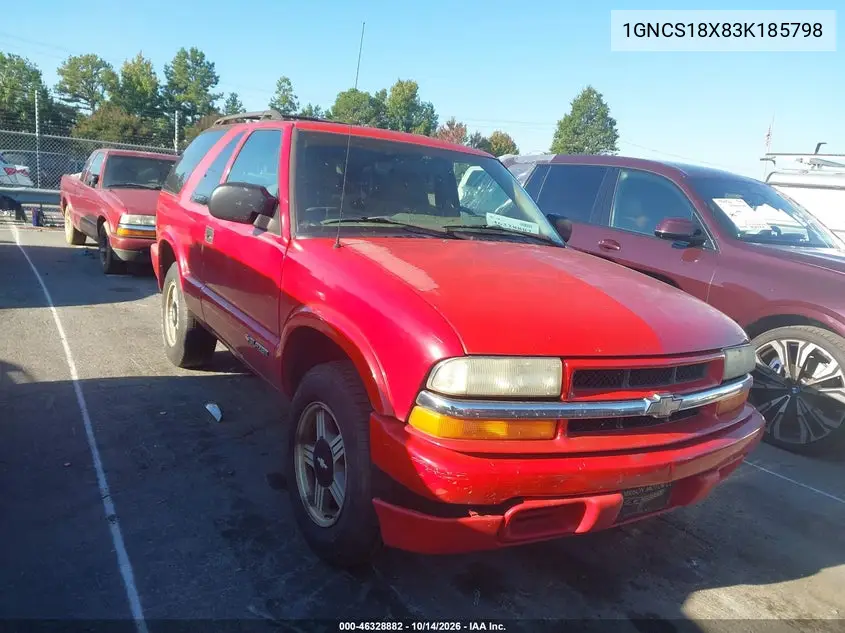 CHEVROLET BLAZER 2003, VIN 1GNCS18X83K185798