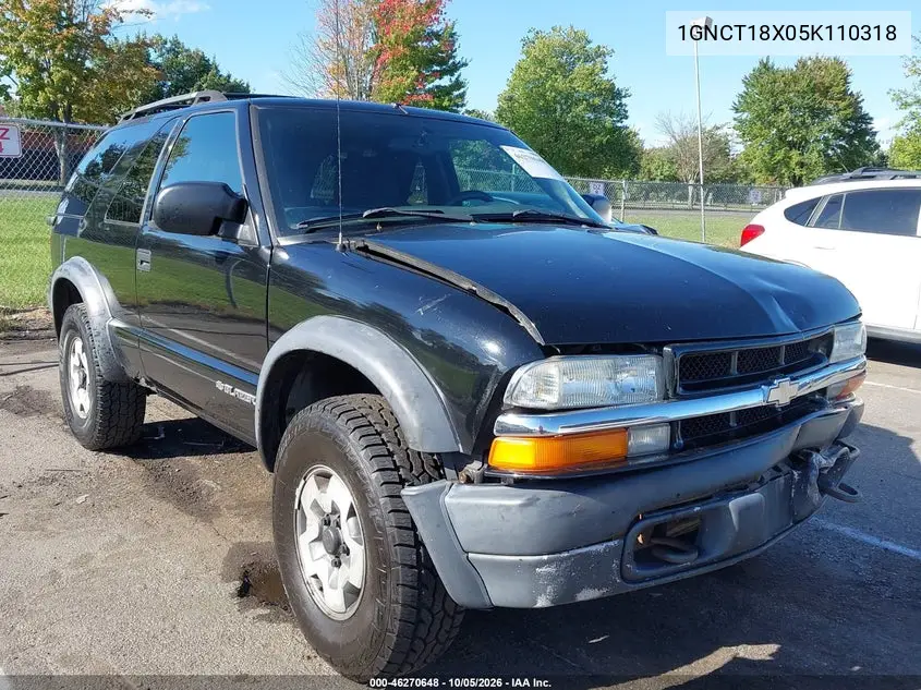 CHEVROLET BLAZER 2005, VIN 1GNCT18X05K110318