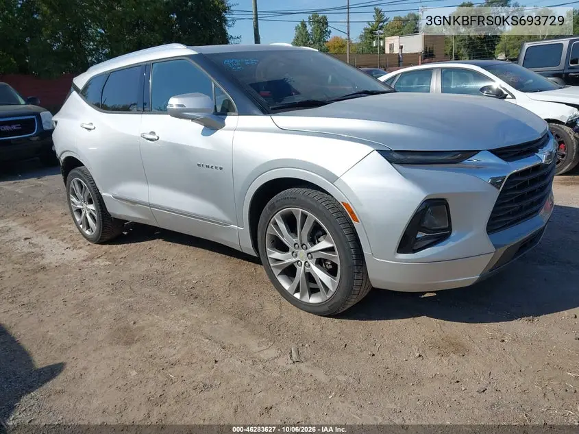 CHEVROLET BLAZER 2019, VIN 3GNKBFRS0KS693729